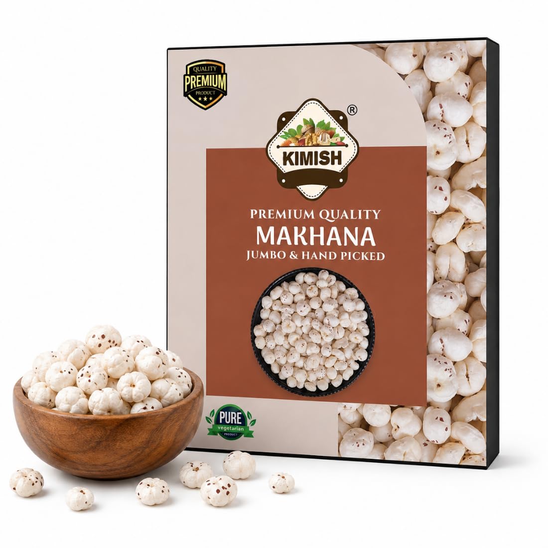 KIMISH Premium Quality Raw Makhana | 200g | Jumbo & Hand Picked Fox Nuts | Phool Makhana for Snacking, Fasting & Indian Recipes | Crunchy Lotus Seeds | 100% Veg