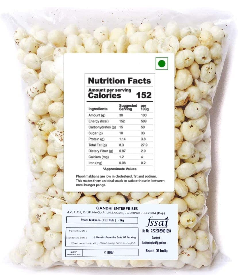 Organic Grocery Jumbo Handpicked Lotus Seeds/Fox Nuts Big Size Phool Makhana (Pop/Gorgon Nut Puffed Kernels) (400 GM) | Tasty and Healthy 400 g (Pack of 1)