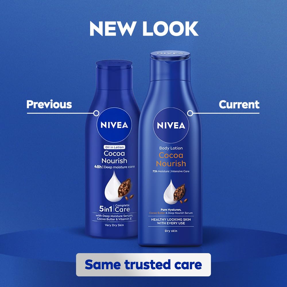 NIVEA Cocoa Nourish 200ml Body Lotion with Deep Moisture Serum| 48 H Moisturization | With Cocoa Butter & Coconut Oil | Non Greasy & Healthy Looking Skin |For V