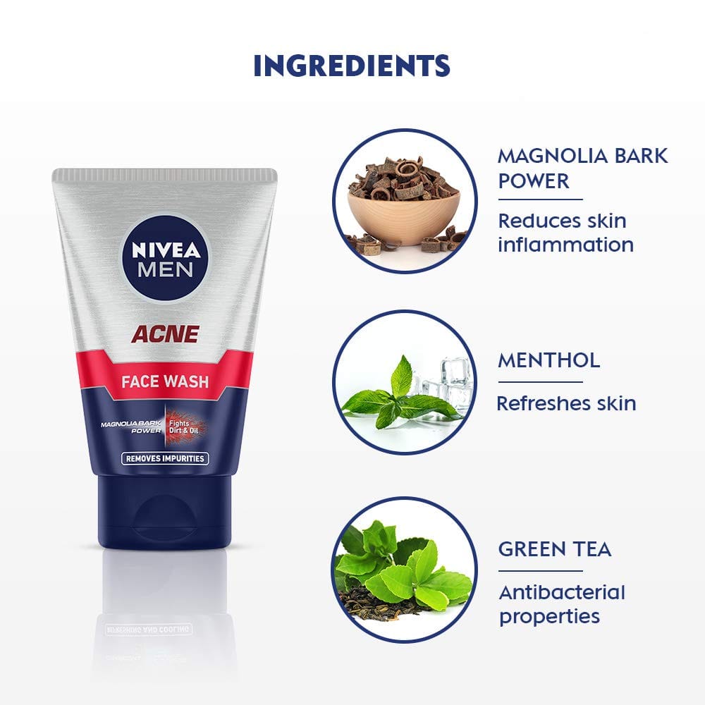 NIVEA Men Acne Face Wash for Oily & Acne Prone Skin - 100g