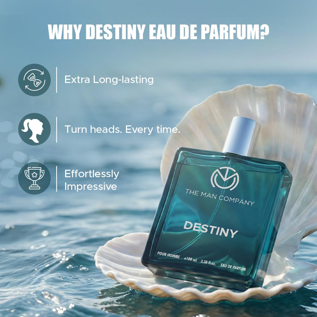 The Man Company Destiny Perfume for Men - 100ml | Premium Long-Lasting Fragrance | EDP for Men (Eau De Parfum) | Gift for Him Citrus