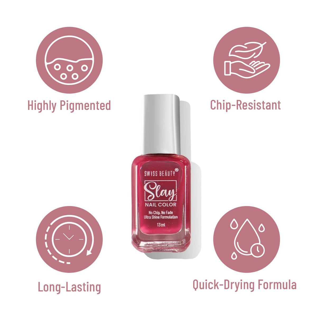 Swiss Beauty Slay Nail Colour – Vibrant, Glossy & Long-Lasting - 13 ML, Classic Cream Shade-401