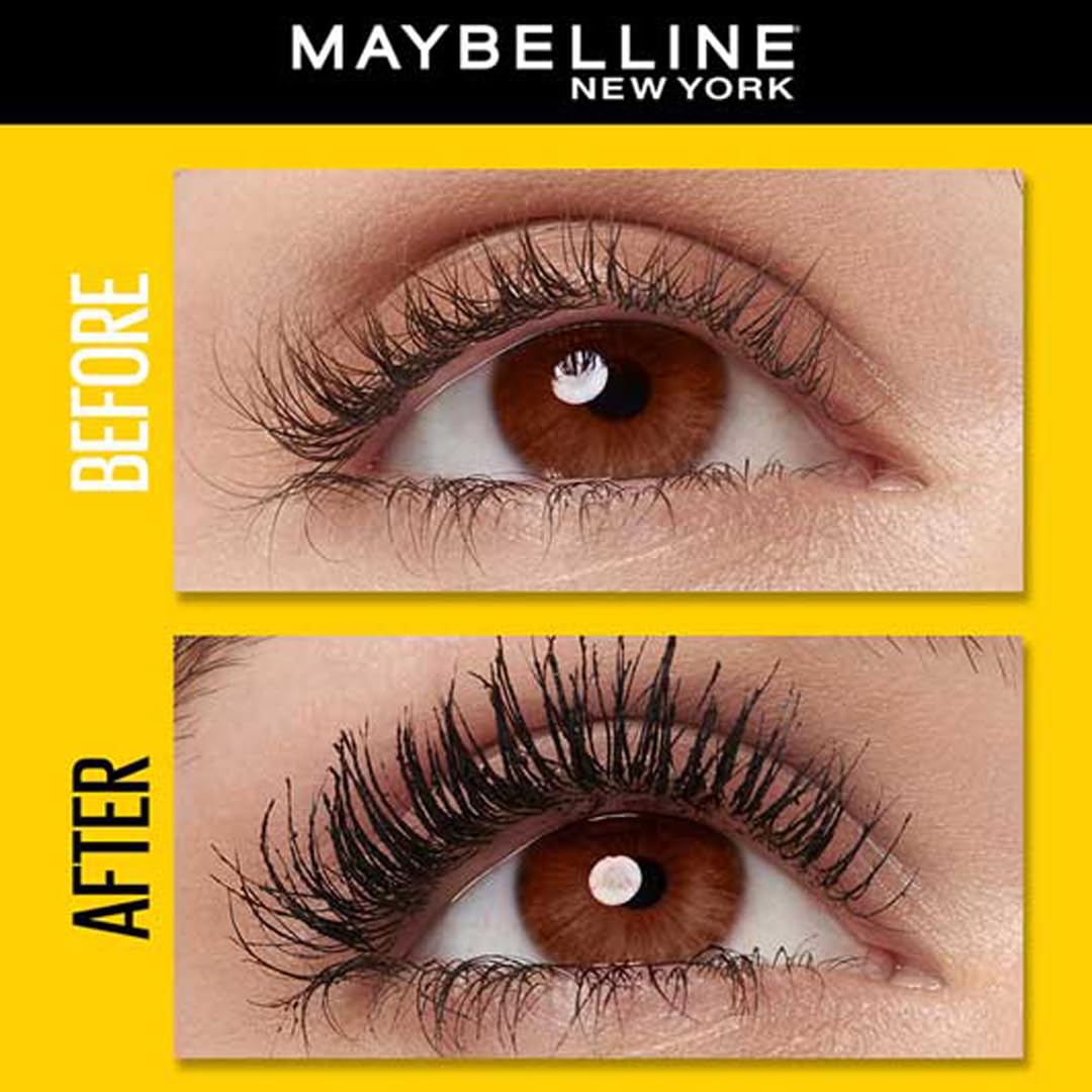Maybelline New York Volume Express Colossal Mascara, Black, Highly Volumizing & Lengthening, Washable Mascara, Ophthalmologist Tested & Suitable For Contact Lens Wearers | 10.7ml
