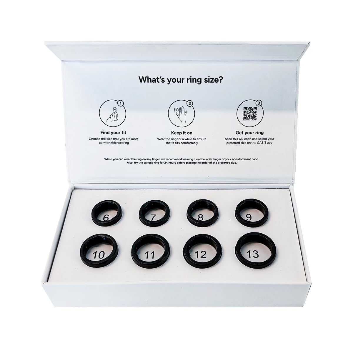 Gabit Smart Ring Sizing Kit | Size First Before You Buy | Includes 8 Sample Ring Sizes for Men, Women
