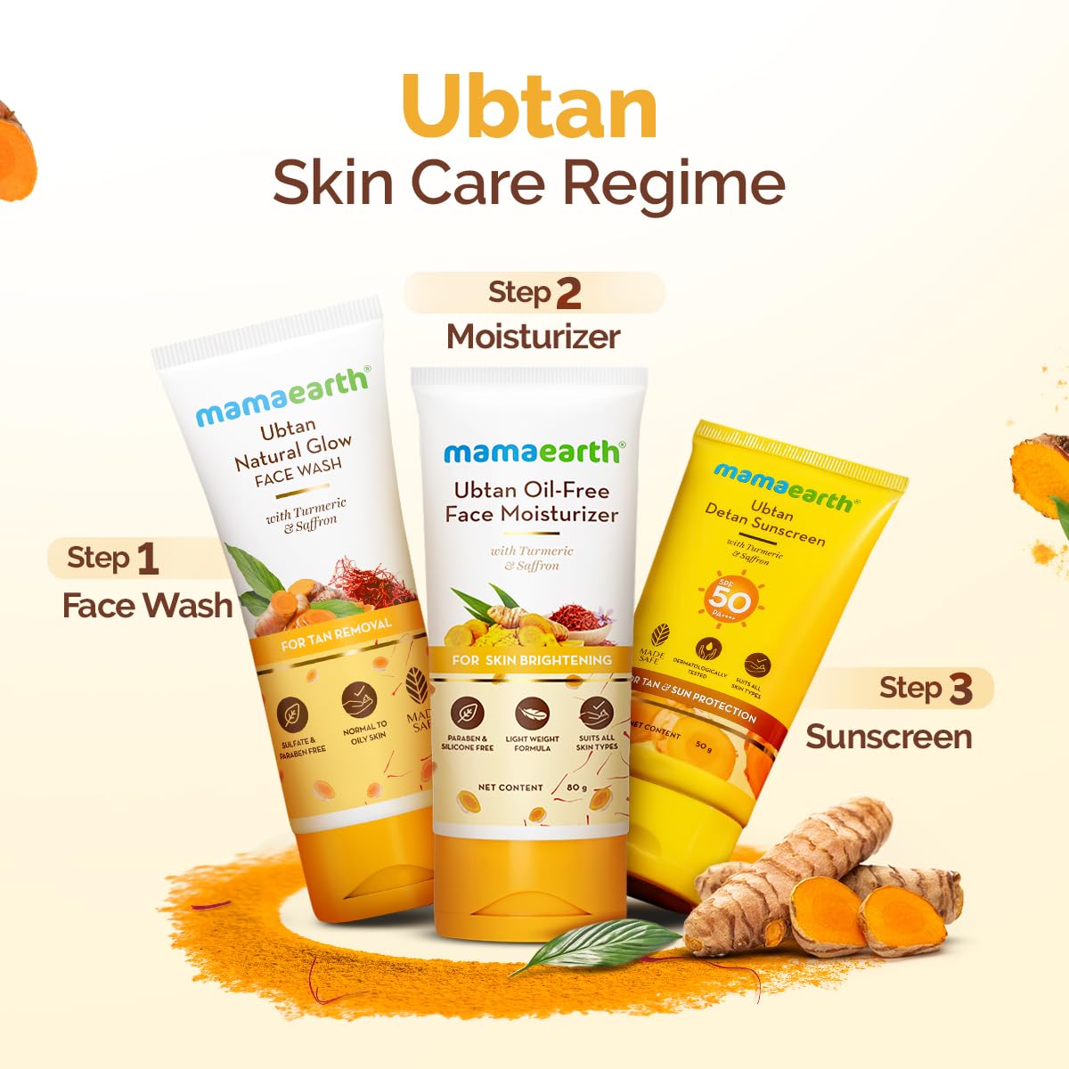 Mamaearth Ubtan Natural Glow Face Wash with Turmeric & Saffron for Tan Removal – 200 ml | Removes Tan | Brightens Skin