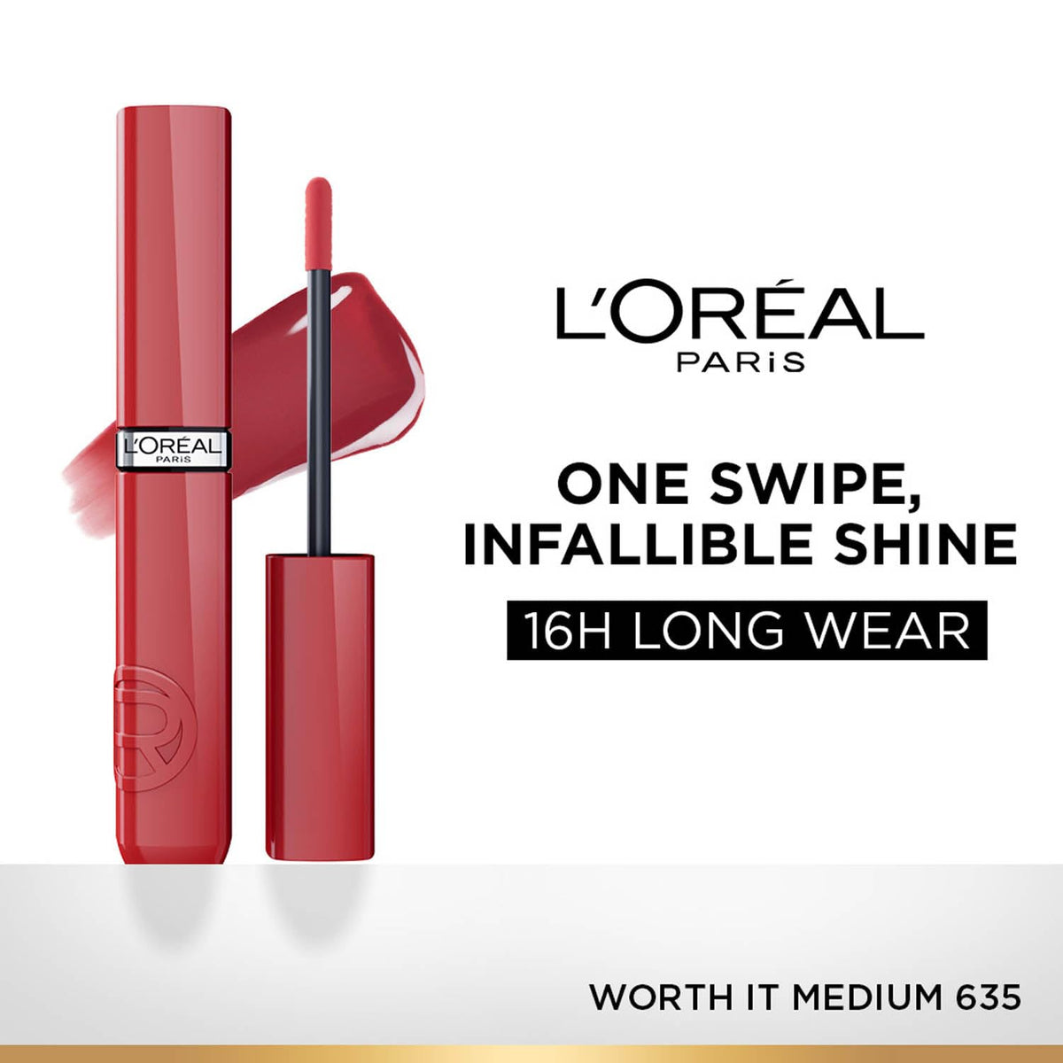 L'Oreal Paris Infallible Laque Resistance Lipstick, 635 Worth It Medium 635 Worth It Medium 4 ml (Pack of 1)