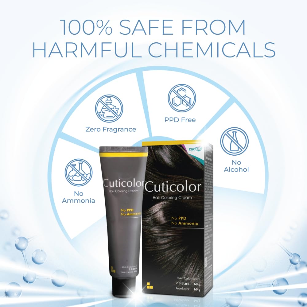 Cuticolor Permanent Hair Color Cream| Dr prescribed| Eco Mechanism for Preserving Scalp Health| No Ammonia| No PPD| Enriched with Portulaca & Boseivela Extracts