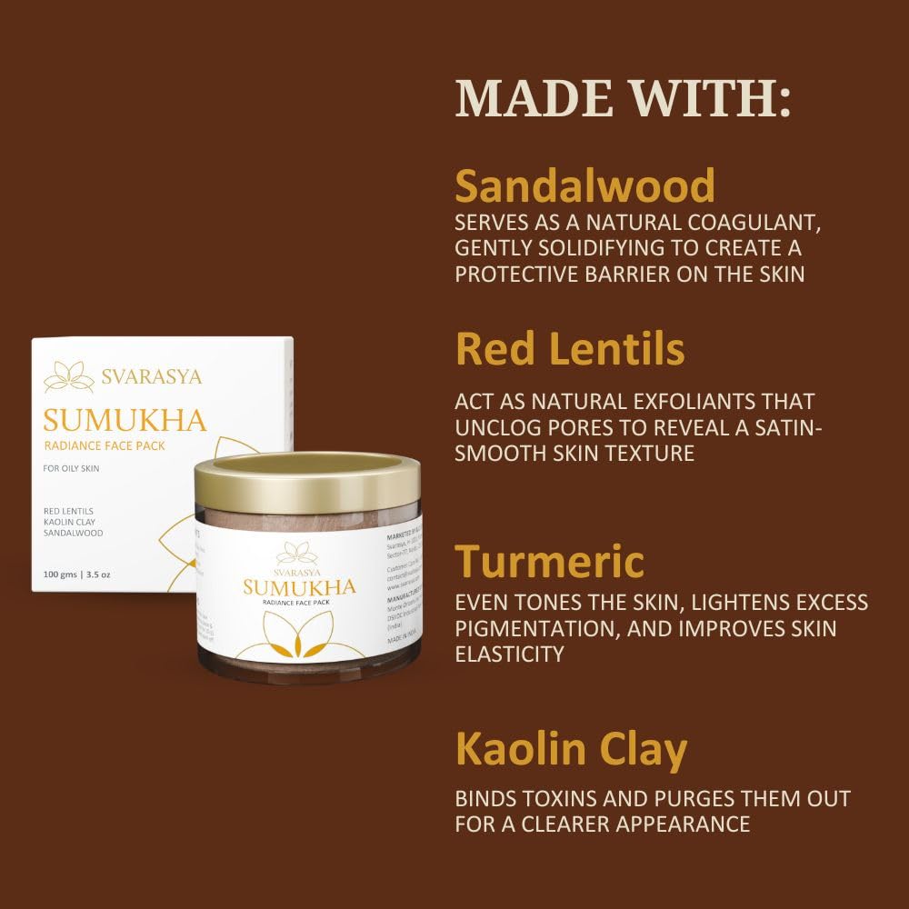 Svarasya Sumukha Ayurvedic Face Pack for women (ubtan powder) | The Ancient Fairness Face pack powder with Natural Ingredients (Sandalwood powder, Licorice powd