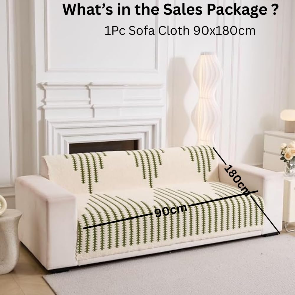 HOMETHREADS Thick & Soft Fur Plush Anti Slip Sofa Cover – Luxuriously Cozy, Washable & Pet-Friendly, Anti-Scratch Design, Loveseats, & Couch Cover (Green, 1 Sea