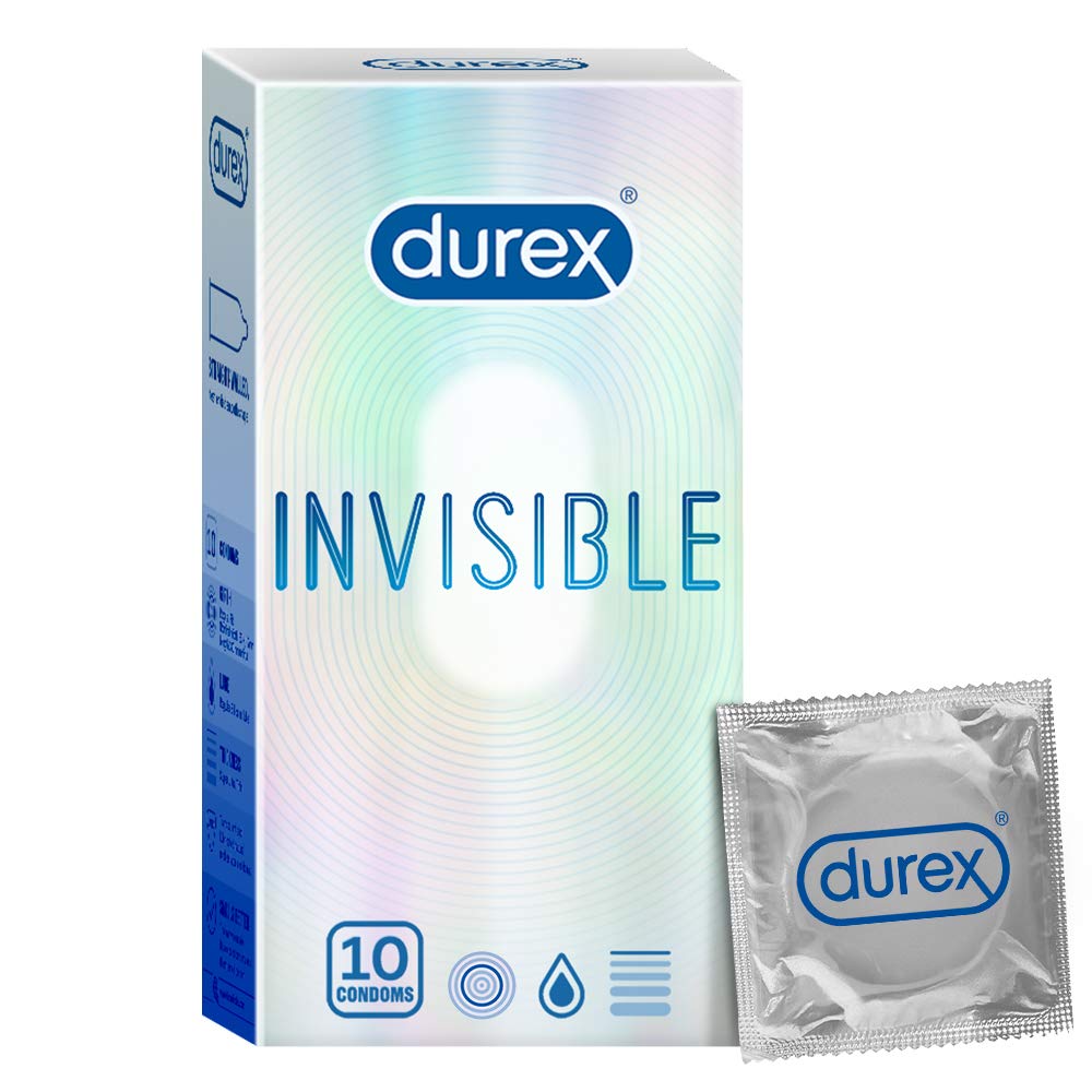 Durex Invisible Super Ultra Thin Condoms for Men | 10 Count | Suitable for use with lubes & toys & Lube Naturals Intimate Lubricant Gel for men & women - 100 ml