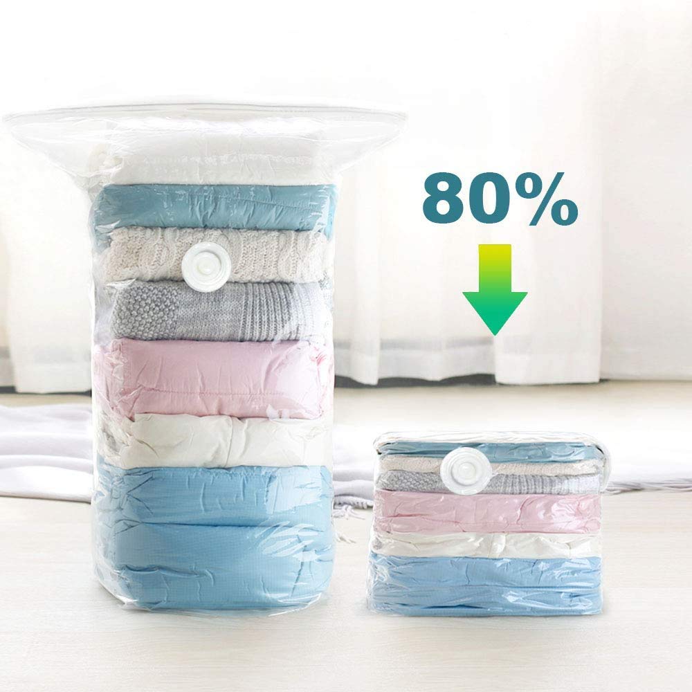 Sakoraware Space Saver Vacuum Compression Air Bag (Medium, 50x60cm, Pack of 3) with Ziplock for Travel and Home Storage, Reusable, White