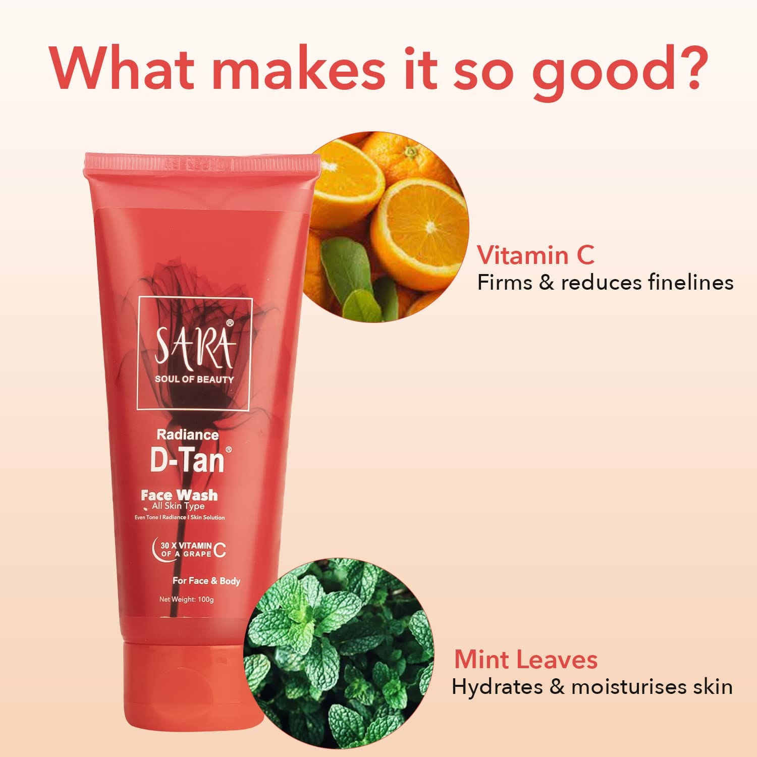 SARA - SOUL OF BEAUTY Herbals Radiance D-tan Face Wash (100g)