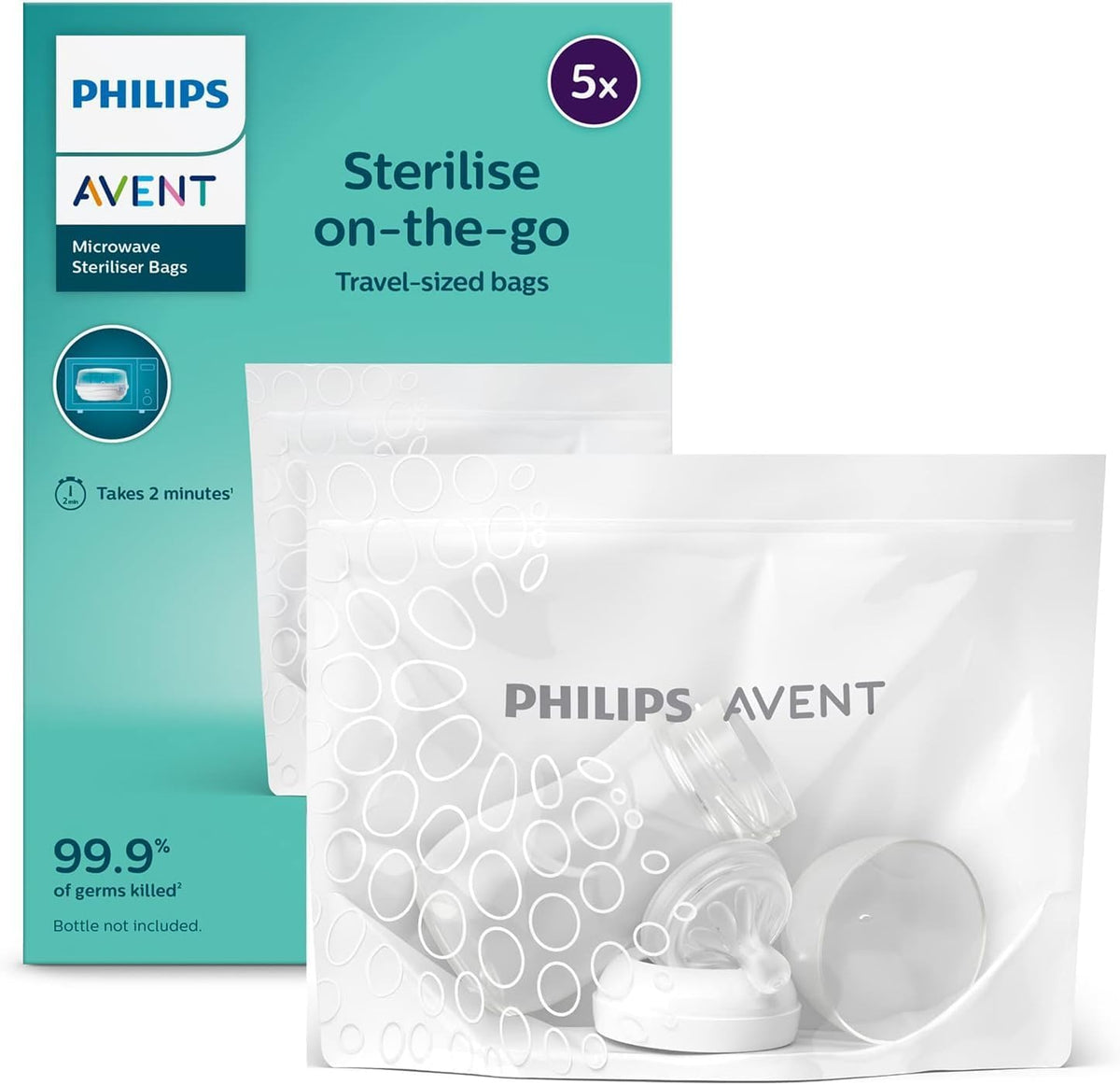 Avent Philips Microwave Sterilizing Bag | Kills 99.9% Germs | Sterilizes Bottles, Breast Pump and Baby Products in 90 Sec | 100 Sterilization Cycle in One Pack