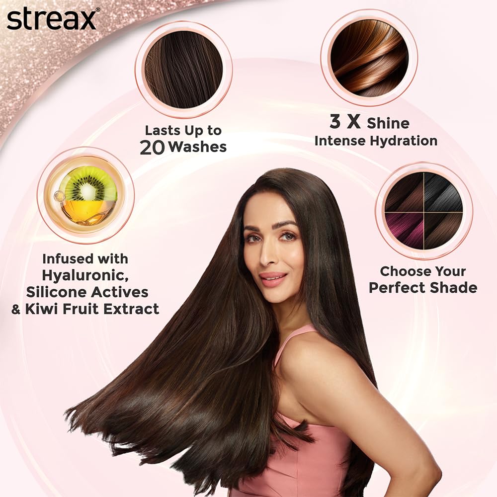 Streax Gel Hair Colour for Women & Men, Natural Black 1, 150 ml I Black I Ammonia Free, Hair Dye |Permanent Hair Colour| 100% Grey Coverage| Brown Hair Color|La