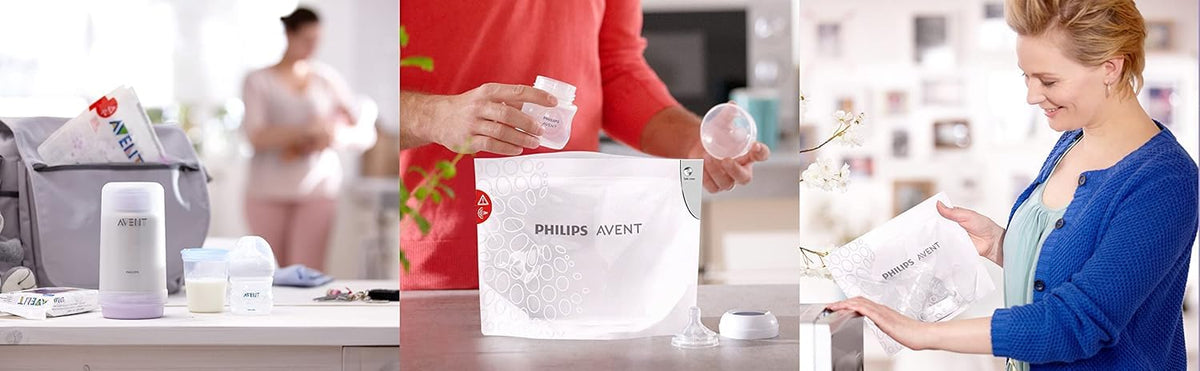 Avent Philips Microwave Sterilizing Bag | Kills 99.9% Germs | Sterilizes Bottles, Breast Pump and Baby Products in 90 Sec | 100 Sterilization Cycle in One Pack