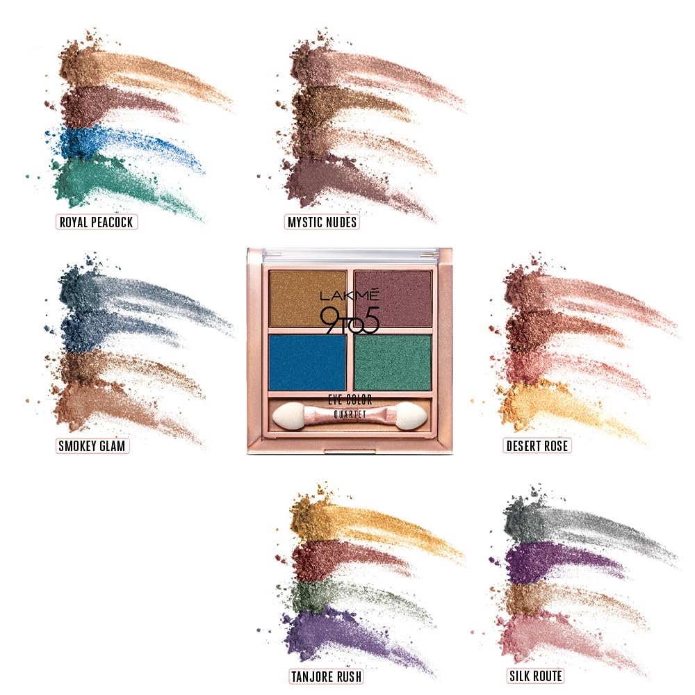 Lakme 9 to 5 Eye Color Quartet Eye Shadow, Desert Rose, 7g