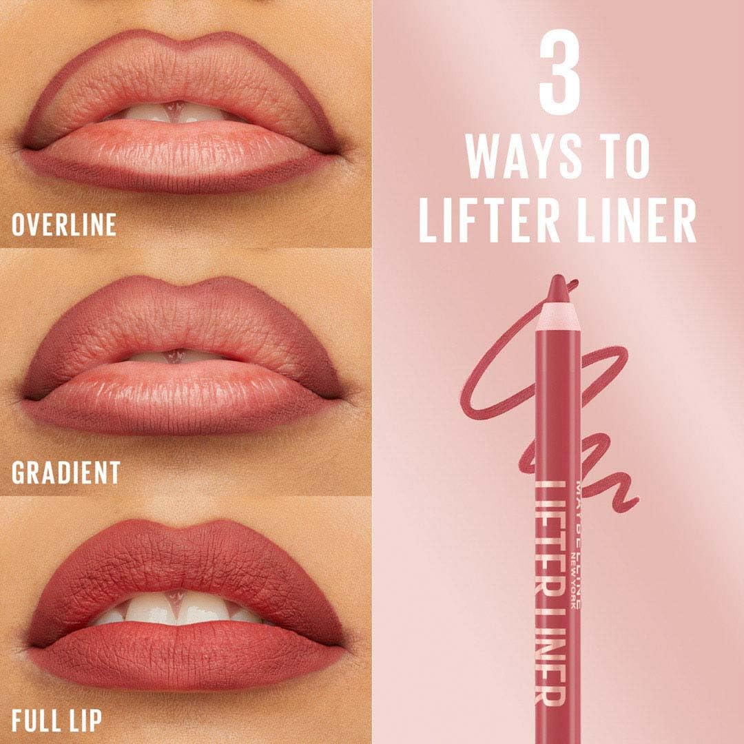 Maybelline Lifter Liner Lip Liner Pencil with Hyaluronic Acid, Player | Creamy, Moisturizing Lip liner | Smooth Glide Application for defined lips