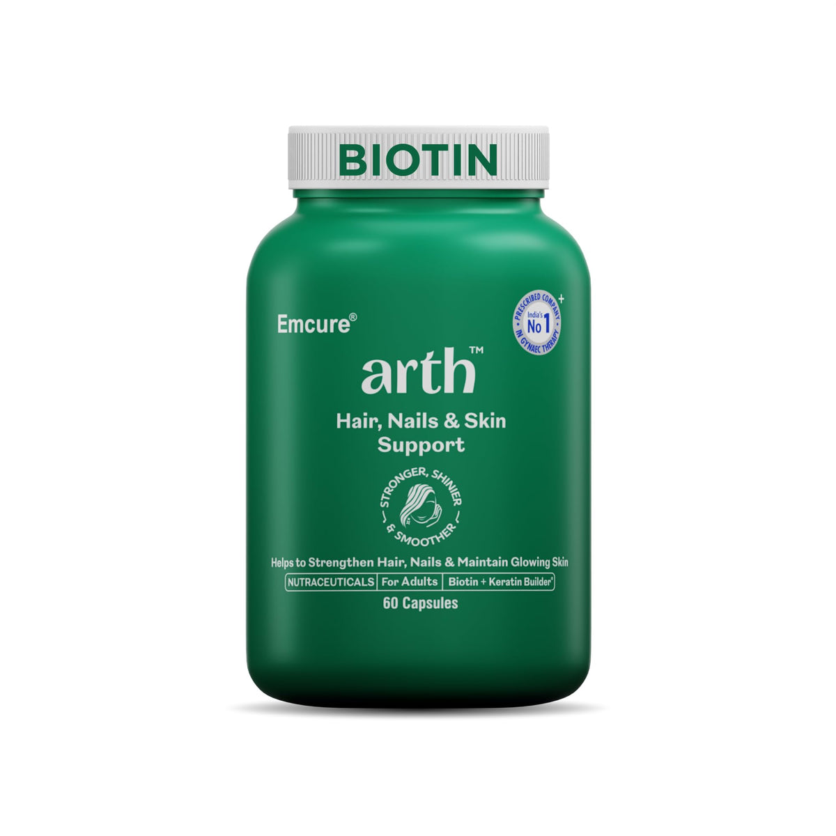 Arth Biotin Capsules For Hair Growth, Skin & Nails - 60 Veg Capsules for Men & Women | Vitamin A, B, D3, Folic Acid, Keratin Builder & Hyaluronic Acid | Supplem