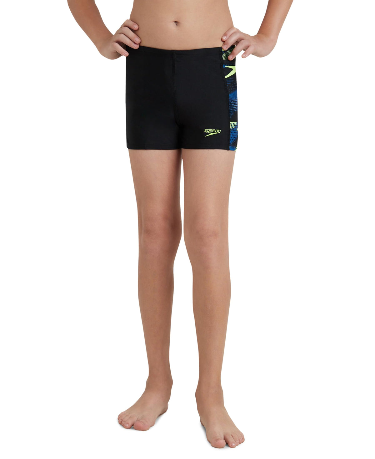 Speedo Boy's Endurance 10 Hyperboom Panel Aquashort - True Navy & Fed Red Black, Turkish Sea & Hyper Yellow 9 Years-10 Years