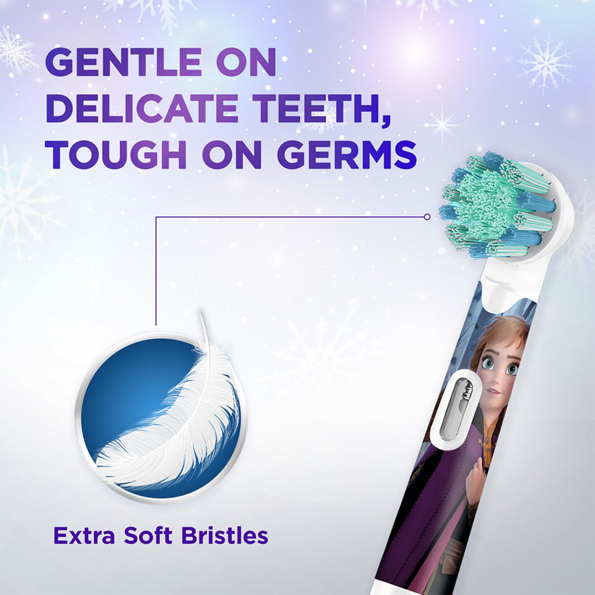 Oral B ORIGINAL Kids Rechargeable Electric Toothbrush Soft Replacement Brush Heads [10X POWERFUL THAN COMPATIBLE PRODUCTS], Frozen Characters, 2 Refills, Deep c