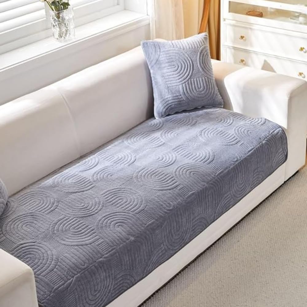 HOMETHREADS Couch/Sofa Covers | Luxurious Slipcover Solutions for Sofas, Armchairs, and Loveseats (Grey_Coco, 1 Seater Large| 70x90cm) Grey_Coco 1 Seater Large|