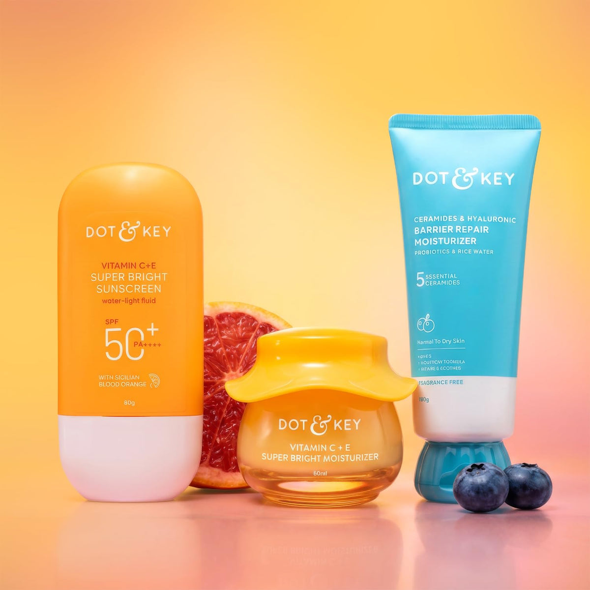 Dot & Key Vitamin C + E Super Bright Sunscreen+Vitamin C + E Super Bright Gel Moisturizer+Barrier Repair Moisturizer
