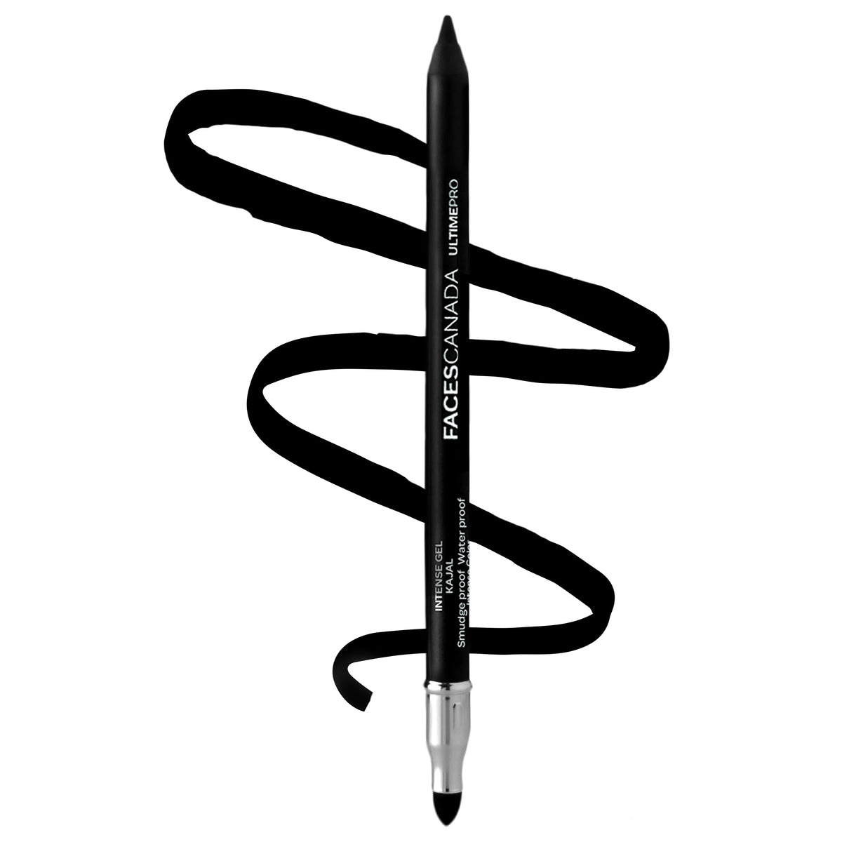 FACES CANADA Ultime Pro Intense Gel Kajal With Smudger & Sharpener - Black, 1.2 g | 24 Hr Long Stay | Waterproof & Smudgeproof | One Swipe Smooth Application |