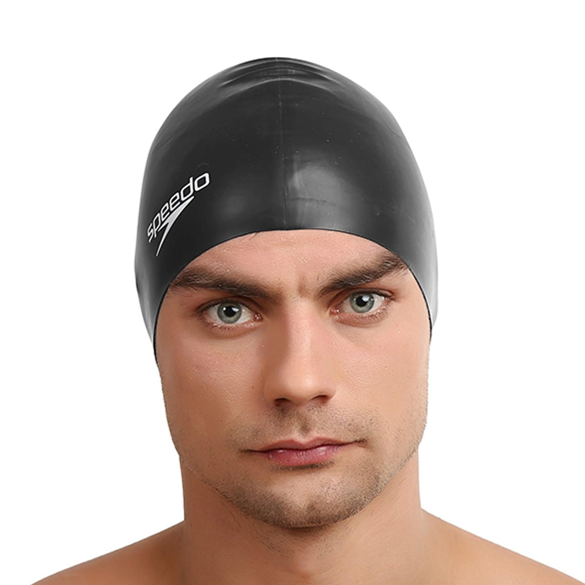 Speedo Unisex Flat Silicone Swim Cap for Men and Women - Black
