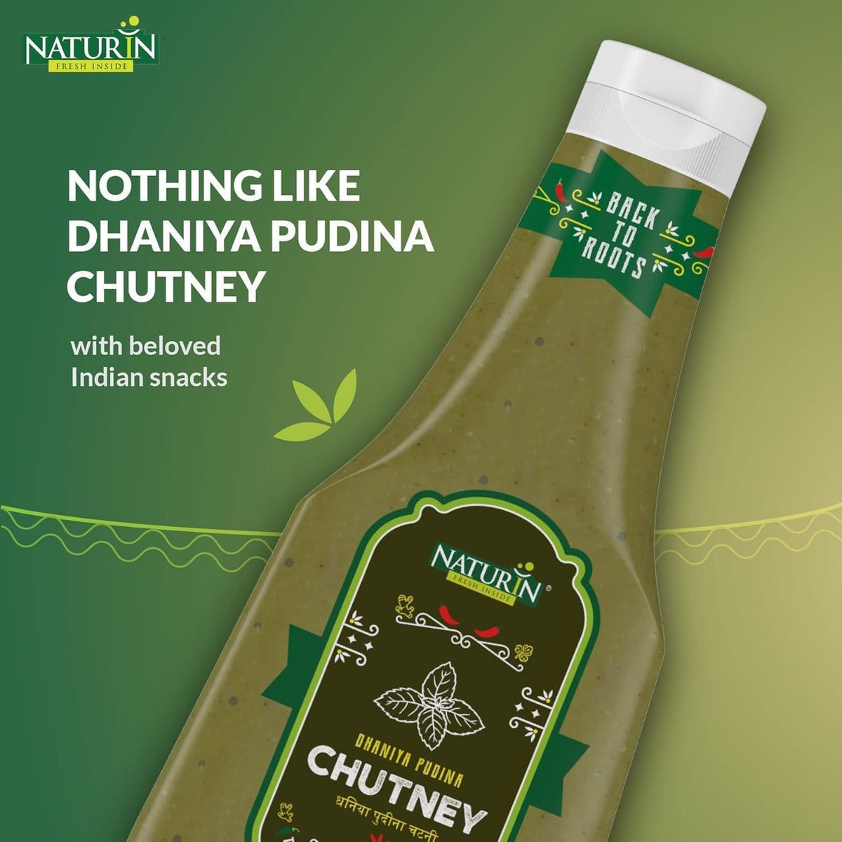 Naturin Dhaniya Pudina Chutney – Classic Mint & Coriander Sauce | Spicy, Tangy, Vegan & Gluten-Free | Perfect for Chaat, Samosa, Snacks