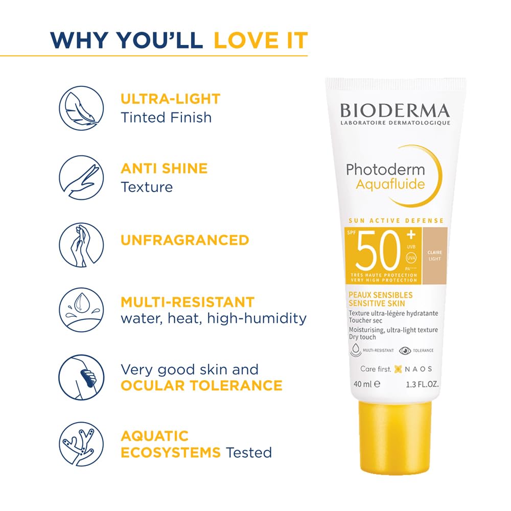 Bioderma Photoderm Aquafluide Claire SPF 50+ PA++++ Tinted Sunscreen for All Skin Types | In Vivo Tested