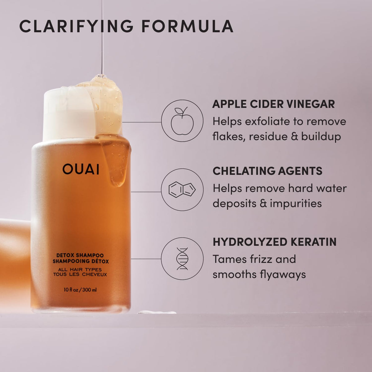 OUAI Detox Shampoo - Clarifying Shampoo for Build Up (10 Fl Oz) Full Size 10 Fl Oz (Pack of 1)