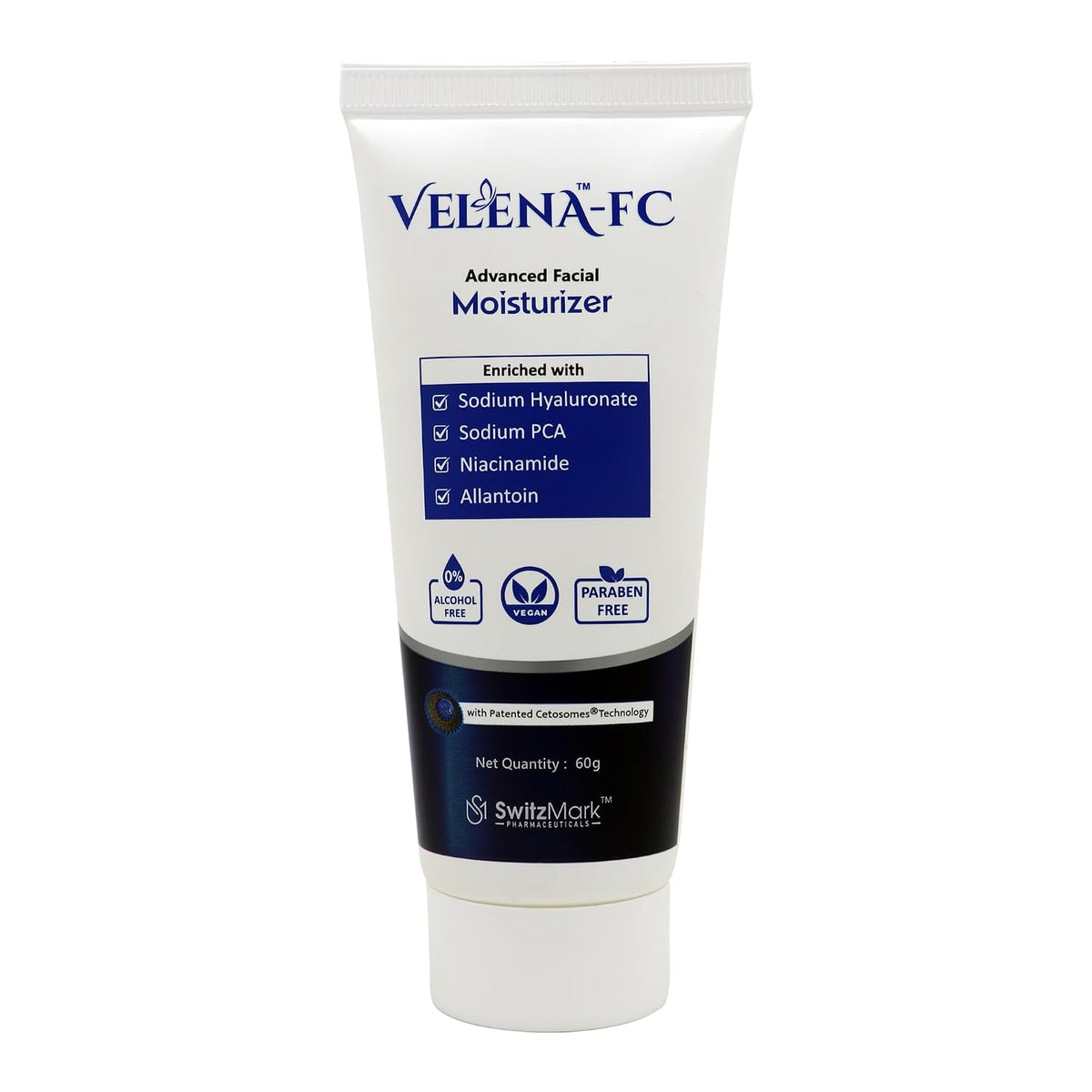 VELENA-FC Advanced Facial Moisturizer with Sodium Hyaluronate, Niacinamide & Allantoin | Hydrating & Skin Repair Cream | Alcohol Free, Paraben Free, Vegan | 60g
