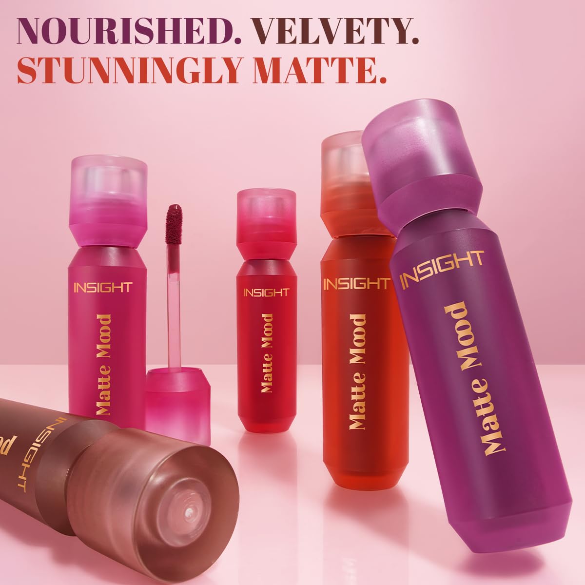 INSIGHT Matte Mood Lipstick - Plum Squash | Velvety Matte Finish | Intense Pigment | Hydrating Comfort | Soft Blur Lip Effect - 3.5g