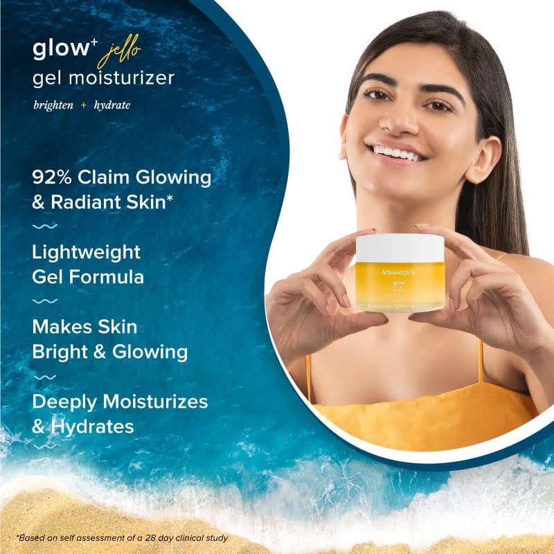 Aqualogica - Glow+ Jello Moisturiser with Vitamin C & Papaya for Illuminating Moisturization & Skin Hydration, Non Sticky (50G)
