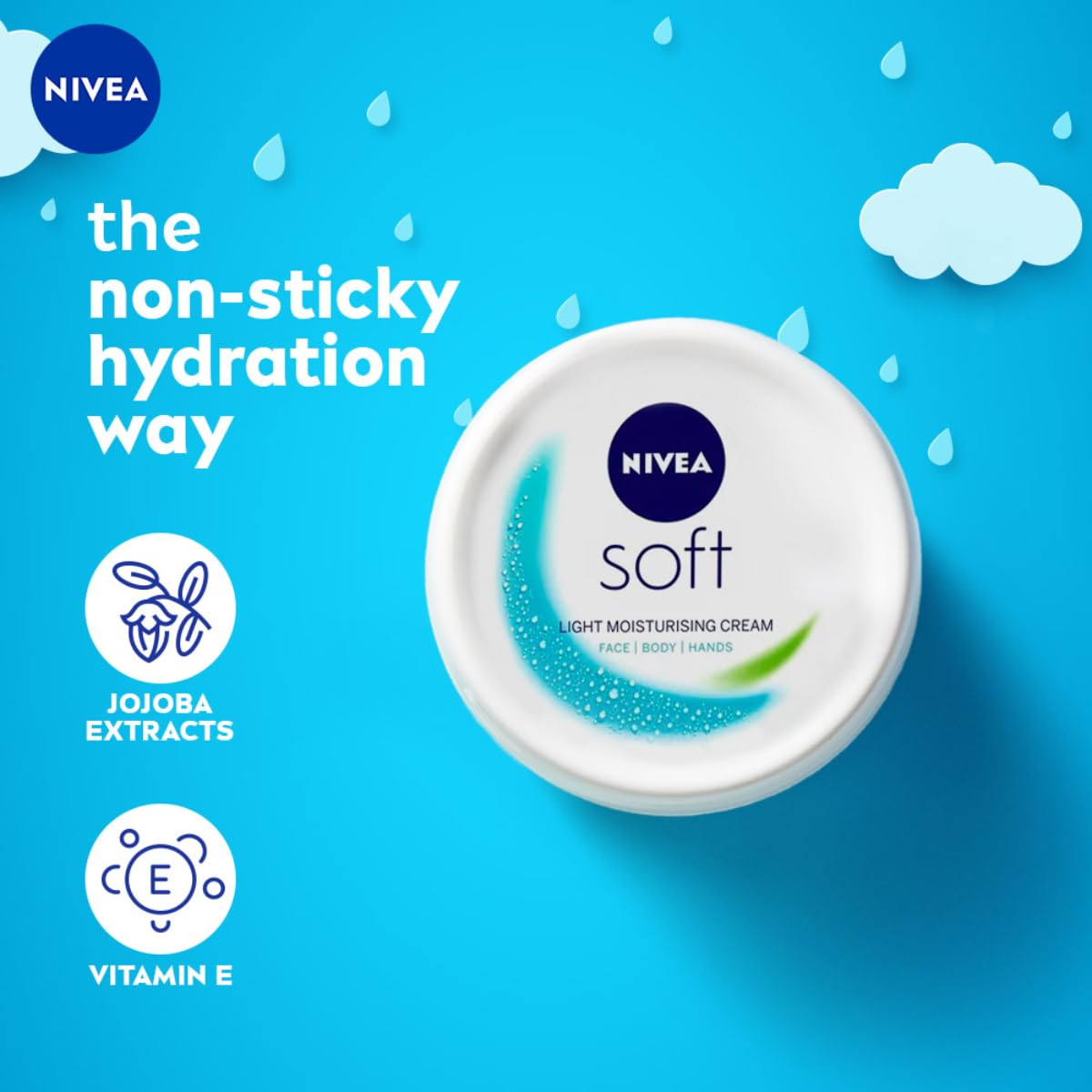 NIVEA Soft Light Moisturizer 100ml | Berry Blossom | For Face, Hand & Body, Instant Hydration | Non-Greasy Cream | With Vitamin E & Jojoba Oil | All Skin Types