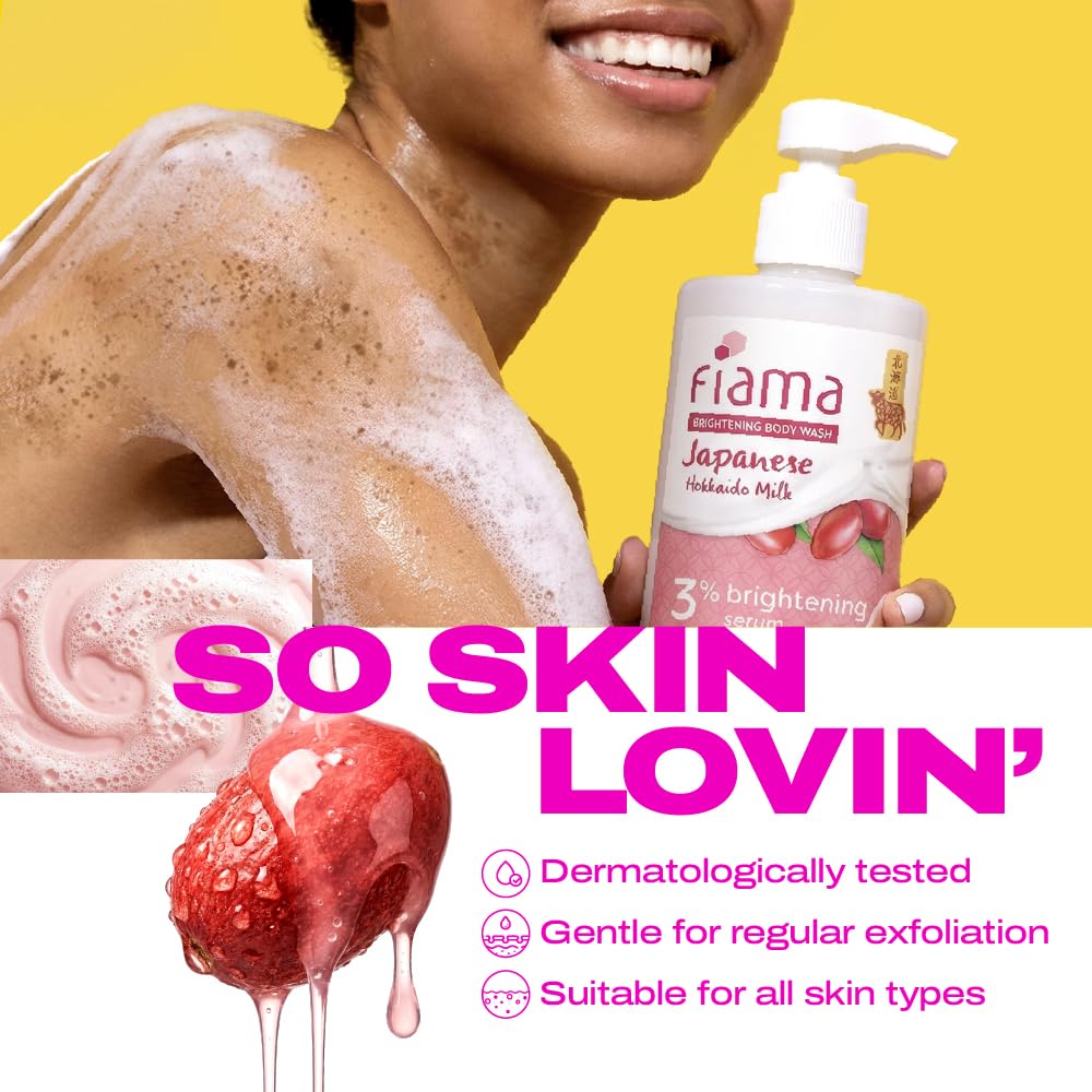 Fiama 4% Detan Serum Exfoliating Body Wash 250ml, 2% Salicylic Acid, 1% Glycolic Acid, 1% Exfoliating Tan Removal Shower Gel, Gently removes dead skin | Exotic