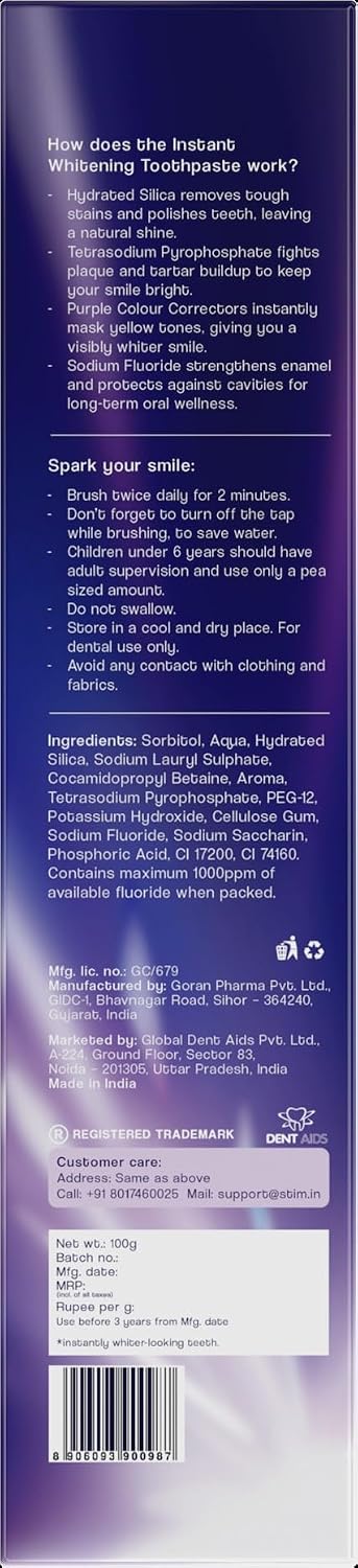 STIM Spark Instant Whitening Toothpaste | Instantly Whiter Looking Teeth
