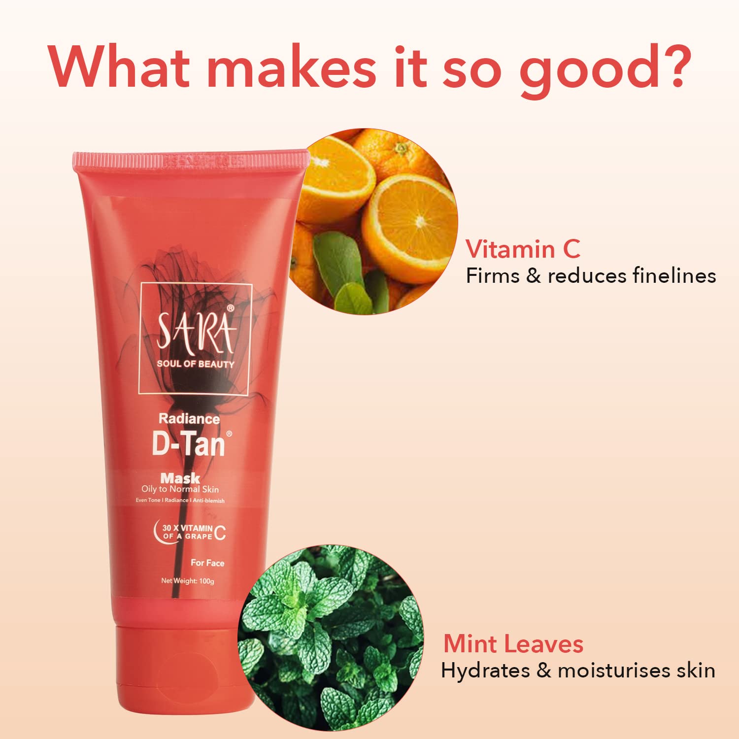 SARA - SOUL OF BEAUTY Radiance D-Tan Anti-Blemish Mask Oily-Normal Skin (100gm)