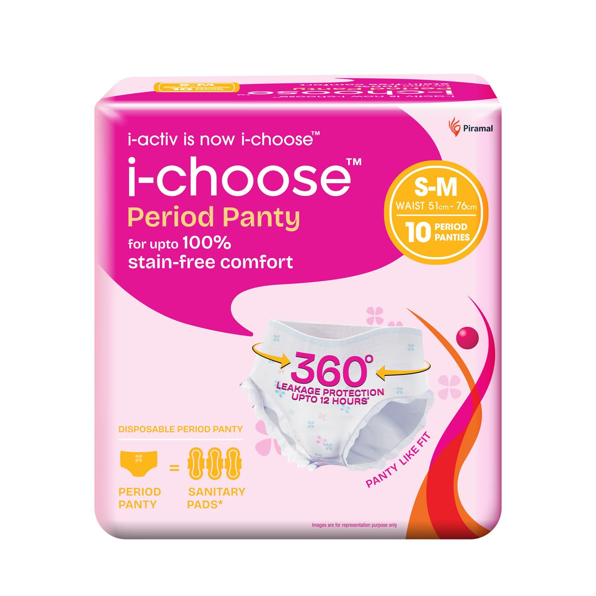 i-activ / i-choose Period Panty for Girls & Women | S-M | 10's Pack | Disposable Period Panties for Women Heavy Flow Periods | For First Periods of Young Teens