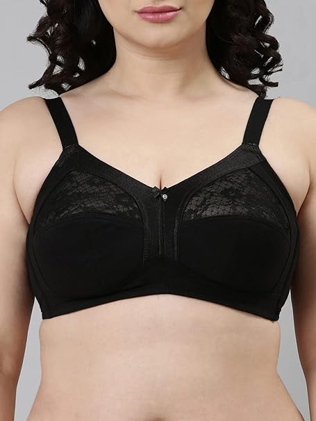 Enamor A014 Super Contouring M-Frame Full Support Bra - Supima Cotton, Non-Padded, Wirefree & Full Coverage 34(C) / BLACK