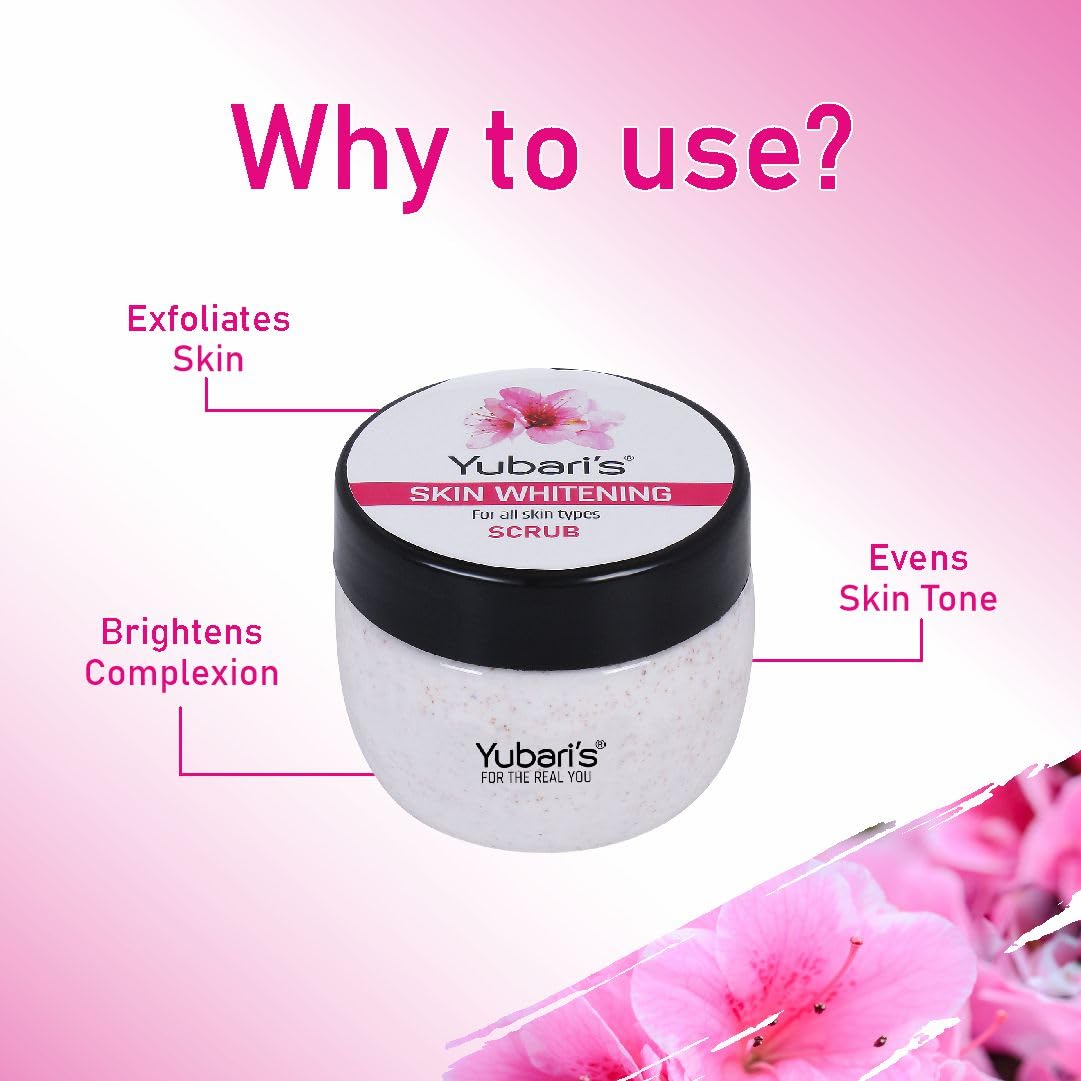 Yubari's Skin Whitening Scrub For Face & Body (190 Ml) | All Skin |For Deep Exfoliation | Dead Skin Remover | Tan Removal | Blackhead Remover