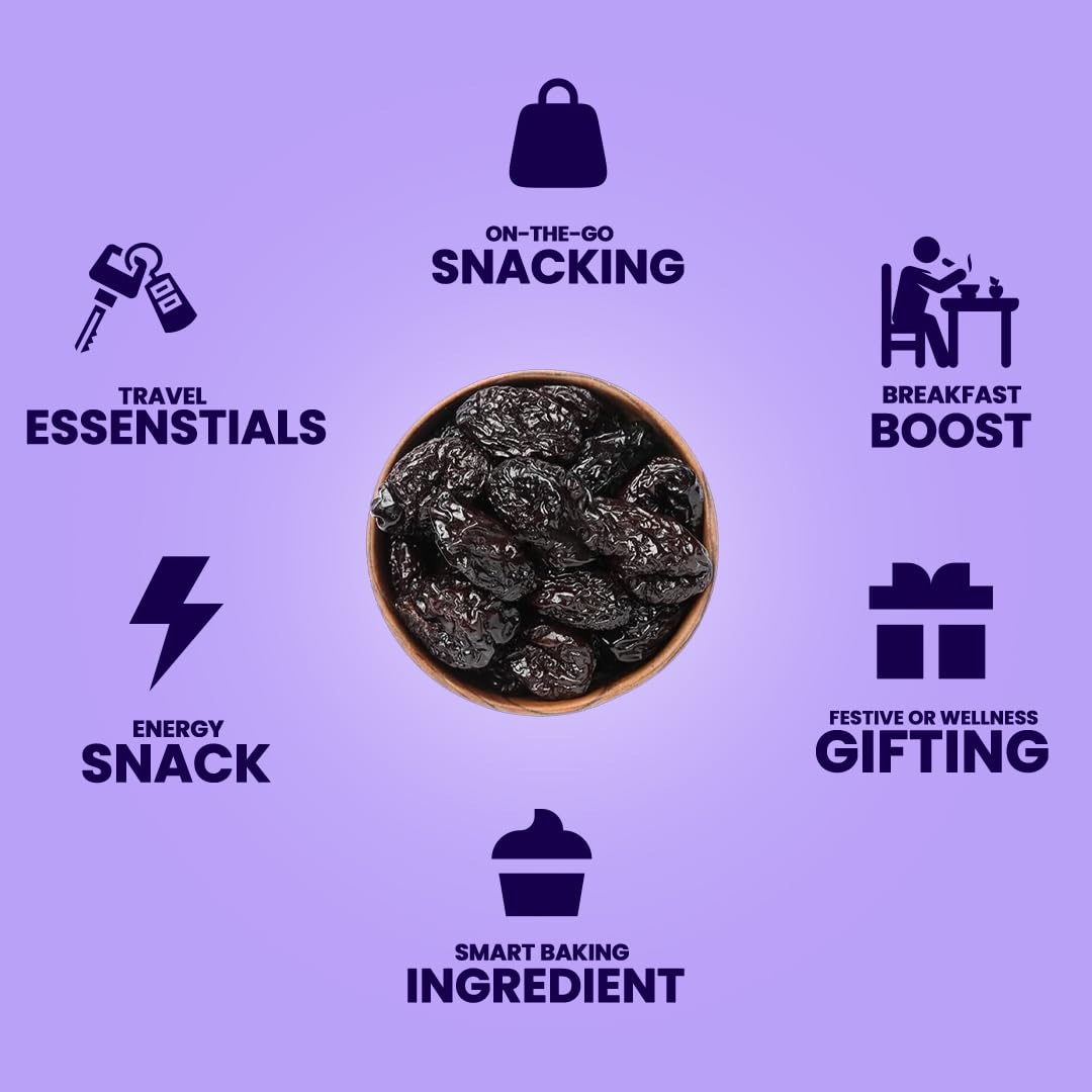 Livyor Premium Pitted Prunes for eating - 1kg | Healthy Snack | Seedless | Dried Plums | Source of Fibre | High in Vitamins | Rich in Pottasium | Pack of 1