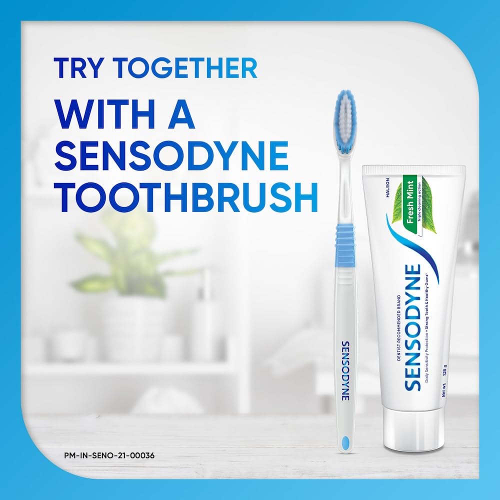 Sensodyne Toothpaste Fresh Mint|Daily Sensitivity Relief Tooth Paste Combo Pack - 250gm (125gm x 2) | Dentist Recommended | Everyday Use Paste, Fresh Breath, Fights Tooth Decay, Maintain Healthy Gums