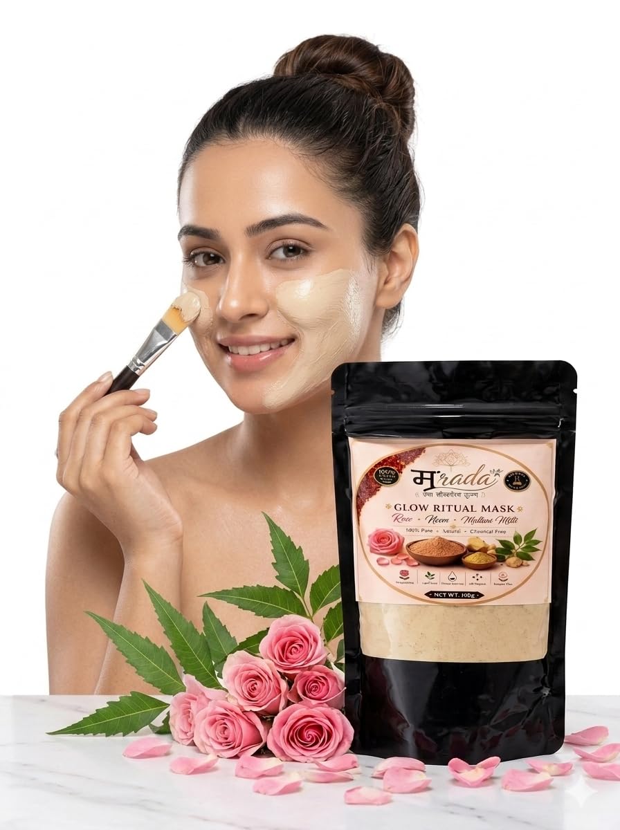 Mraada Glow Ritual Face Mask 100g | Natural Glow & Deep Cleansing Face Pack | Exfoliating, Skin Brightening & Pore Purifying Clay Mask | Oil Control & Radiant S