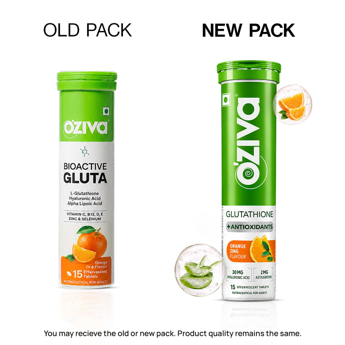 OZiva Bioactive Glutathione Tablets, Skin Glow, Orange, 60 Tabs, Pack of 4 15 count (Pack of 4)