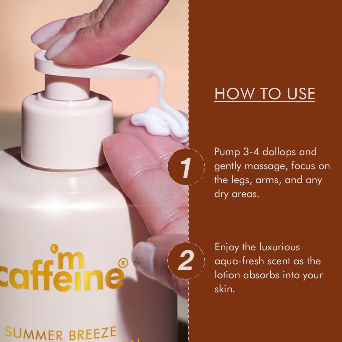 mCaffeine Summer Breeze Perfume Body Lotion 600ml| Niacinamide, Cocoa & Shea Butter For Deep Moisturization | Lightweight, Non-Sticky & Daily Use | Aqua-Fresh B