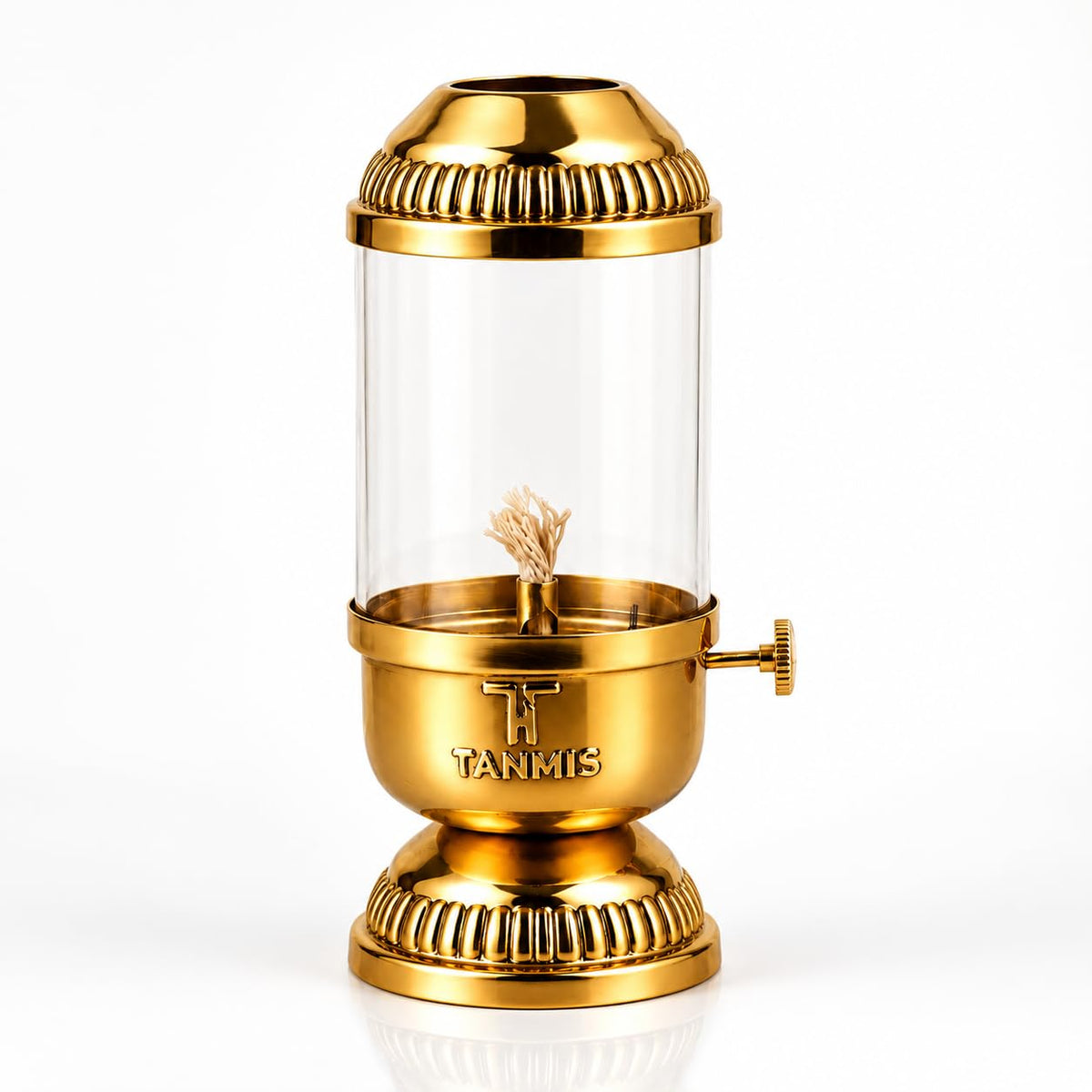 100% Pure Brass Akhand Jyoti Diya with Borosilicate Glass Cover | Windproof Akhand Deepak for Puja Room, Mandir & Temple | Adjustable Bati | 80 ml Oil Capacity