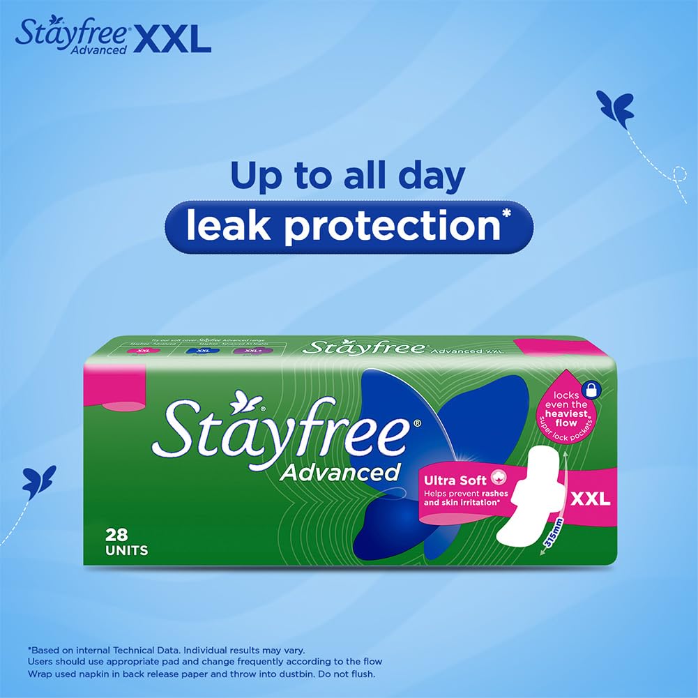 Stayfree Advanced XXL Ultra-Soft 28 Pads,Pack Of 1 With wings XXL (28 Count, Pack of 1)