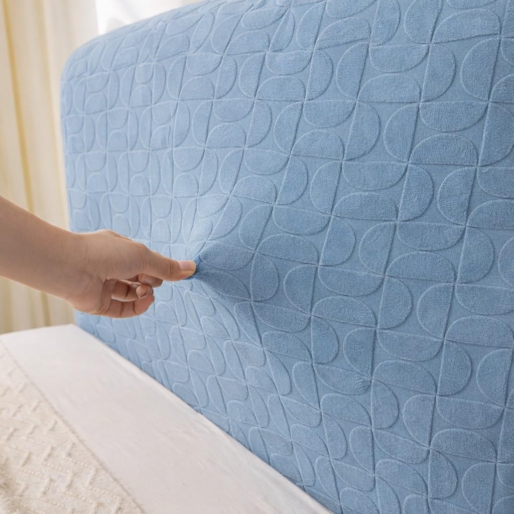 HOMETHREADS Stretchable Lycra/Velvet Headboard Cover | Soft, Dust-Proof & Wrinkle-Resistant Bed Back Protector | Fits Leather, Wooden & Fabric Bedsides | for7ft
