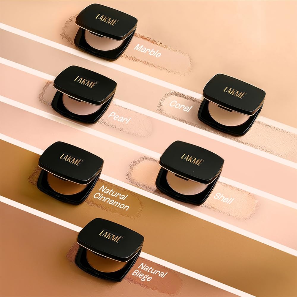 Lakme Forever Matte Compact, Smooth Finish, Lightweight Compact Powder That Lasts for 12 HrsFor A Natural Even Toned Look, Pearl, 9g